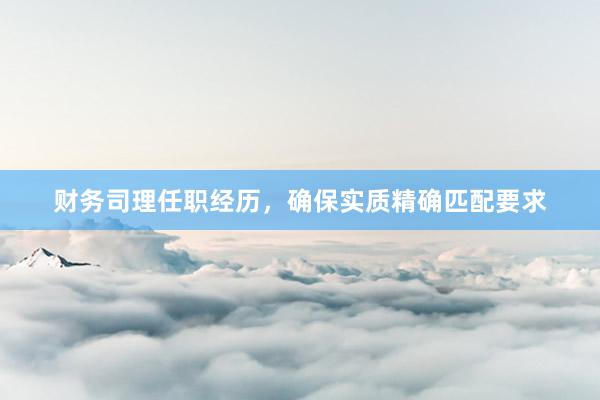 财务司理任职经历，确保实质精确匹配要求